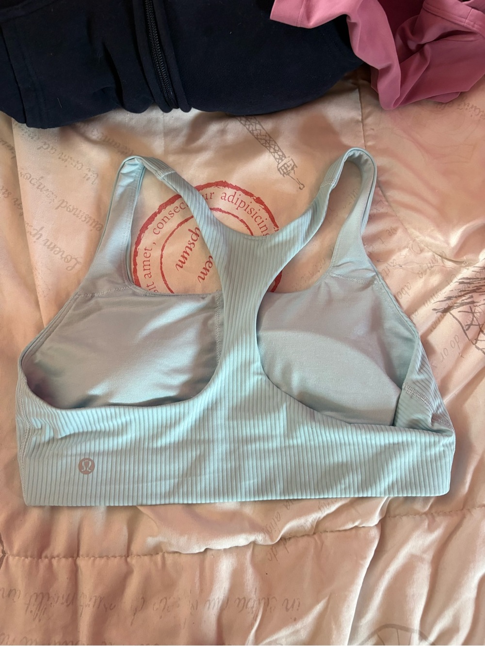 Light Blue Ribbed Racerback Sports Bra - Picture 3 of 3